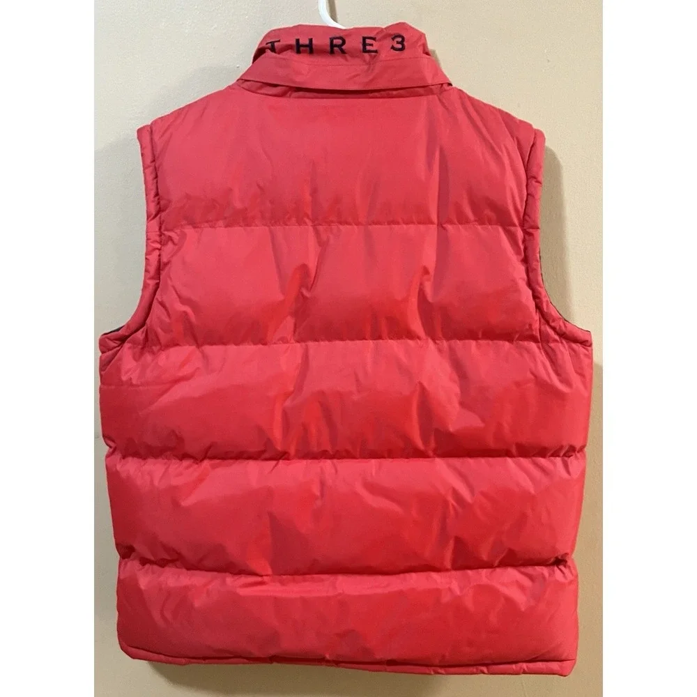 Three Clothing‎ Company Puffer Vest Men's Medium Red Full Zip Sleeveless Jacket